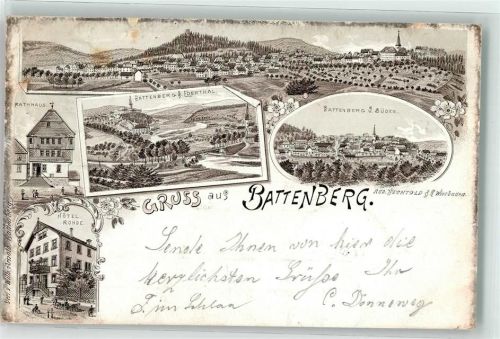 Battenfeld 1899 Vorläufer Hotel Rohde Rathaus Battenberg Ederthal