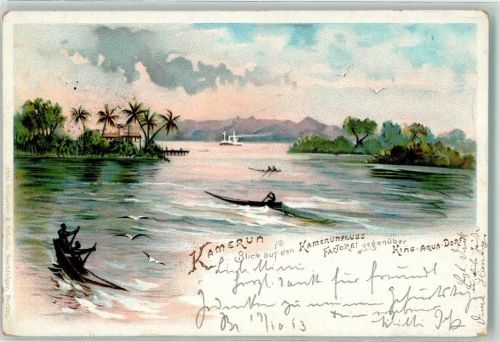 1913 Factorei am Kamerunfluss King Aqua Dorf