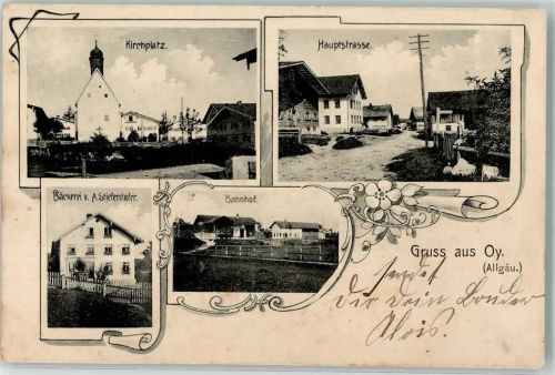 87466 W8967 Oy 1907 Foto AK Kirchplatz Bäckerei Hauptstraße Bahnhof