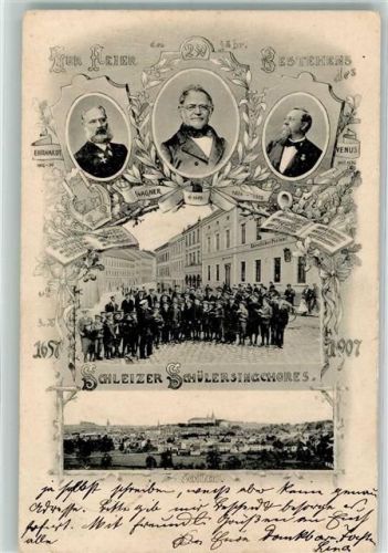 07907 O6550 Schleiz - 250 Jahre Schleizer Schülersingchor Portraits Ehrhardt, Wagner und Venus Kaiserl. Postamt