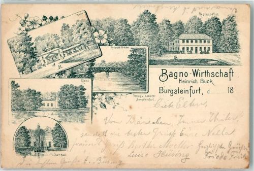 Burgsteinfurt 1900 Wache Knüppel Brücke Kiosk Gasthaus Bagno Heinrich Buck Vorläufer