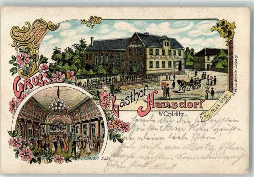 Colditz 1907 Gasthaus Hausdorf Tanz- und Konzertsaal