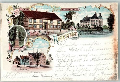 59510 W4775 Hovestadt Lithographie Krankenhaus Gasthaus Lange Schloß
