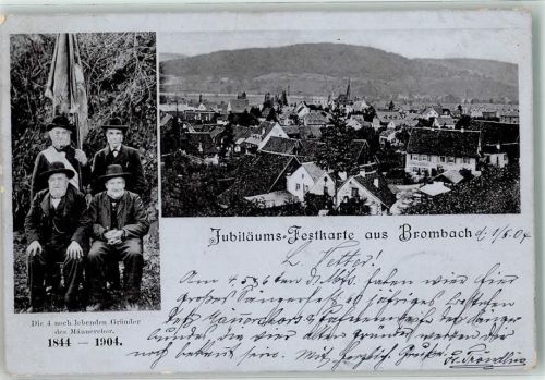 Brombach 1904 Gründungsmitglieder des Männerchor 1844-1904 Jubiläums-Festkarte