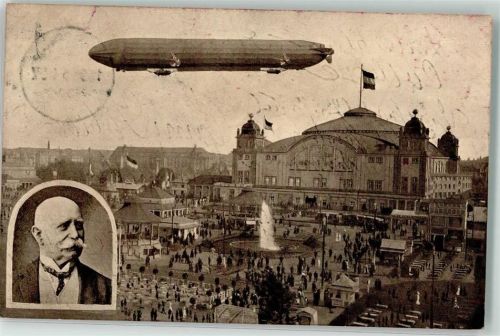 Frankfurt 1909 Zeppelin Luftschiff Graf Ferdinand von Zeppelin Off. Postkarte
