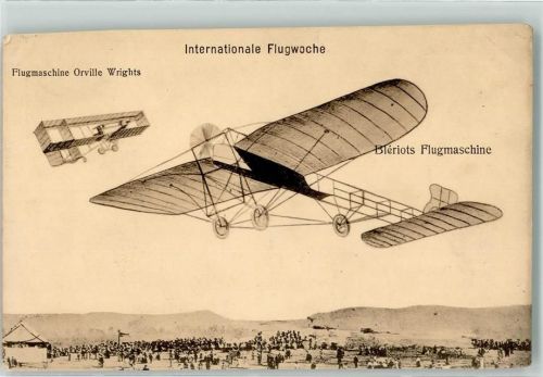 Internationale Flugwoche Flugmaschine Orville Wrights Bleriots Flugmaschine Flgwesenapparate ILA 1909 Gebrauchsspuren