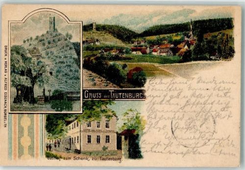 Tautenburg 1901 Gasthaus zum Schenk Aussichtsturm Brunnen