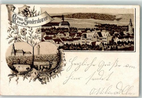 Sondershausen 1896 Vorläufer Druck um 1880-89 Hirsch Aussichtsturm Schloß