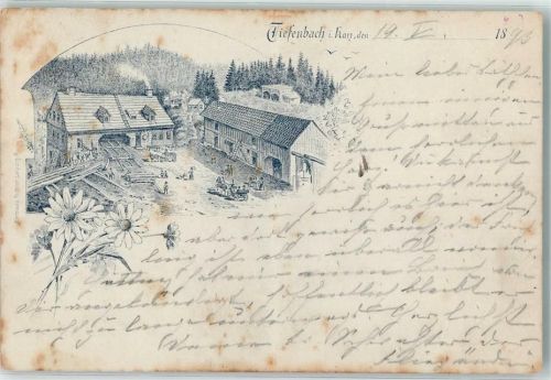 Hasselfelde 1893 Vorläufer Tiefenbach Sägewerk Lithographie Mittelbug