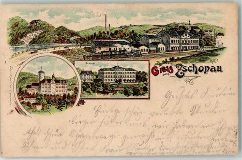 Zschopau 1899 Seminar Schloß Wildeck Bahnhof Bahnpost Chemnitz-Annaberg Zg. 1964