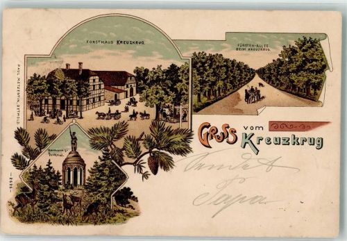 Schlangen 1899 Forsthaus Kreuzkrug Hermanns-Denkmal Fürsten-Allee