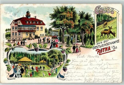 Rötha 1906 Obstweinschänke Garten Pavillon Rehwiese Restaurantstempel