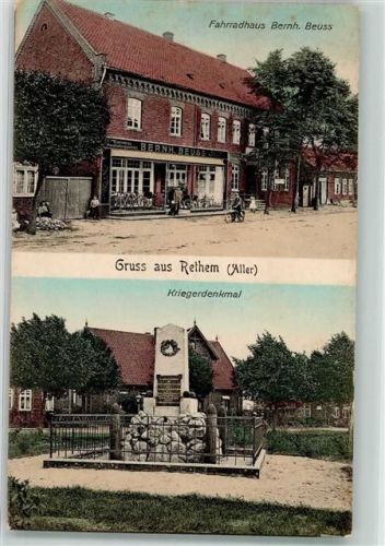 Rethem 1913 Fahrradhaus Beuss Kriegerdenkmal