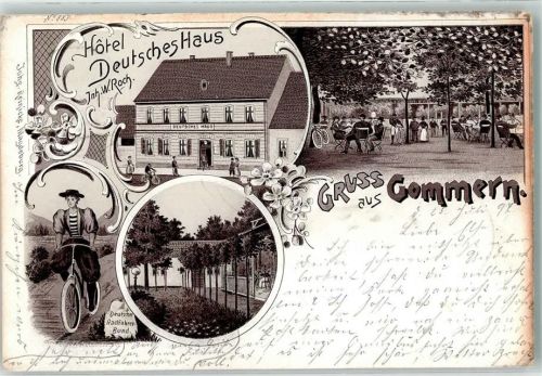 Gommern 1897 Fahrradfahrerin Hotel Deutsches Haus Deutscher Radfahrer Bund