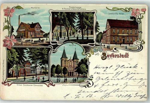 Beverstedt 1904 Villen Stubbener Chaussee Molkerei Hotel Seedorff Kirche