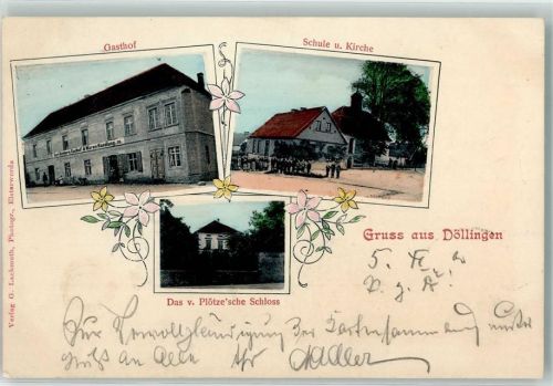 Döllingen 1900 Schloß Plötze Gasthaus Schule Kirche