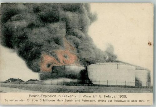 26954 W2890 Blexen 1909 Foto AK Benzin Explosion 8. Feb. 1909