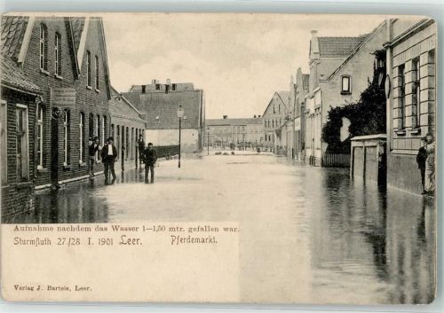 Leer 1901 Sturmflut 27./28. Jan. 1901 Pferdemarkt Foto AK
