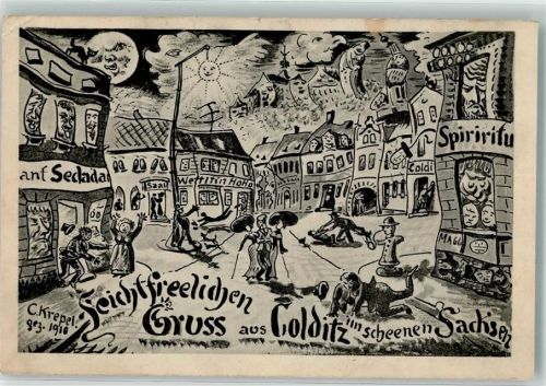 Colditz 1911 Fastnachts-Vergnügen d. Gewerbevereins 1911 Oktoberfest in München sign. C. Krepel