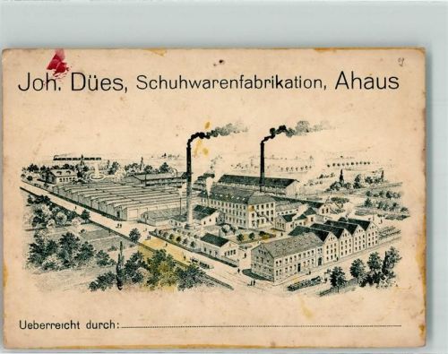 48683 W4422 Ahaus Passepartout Schuhwarenfabrik Dües Vertreterkarte RS. Singvögel