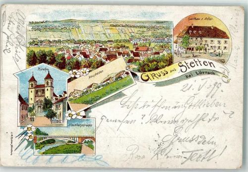 Stetten 1899 Neustetten Gasthaus zum Adler Eisenbahnbrücke