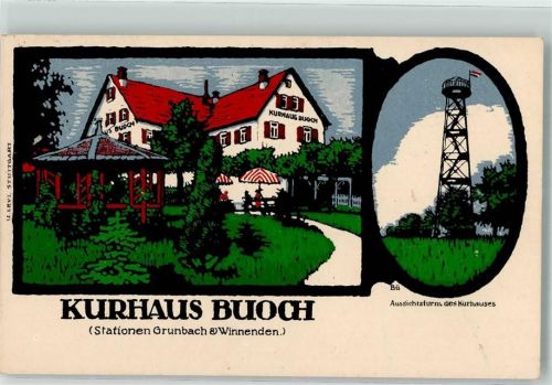 73630 W7064 Grunbach , Rems Künstlersteindruck Kuhrhaus Buoch Aussichtsturm