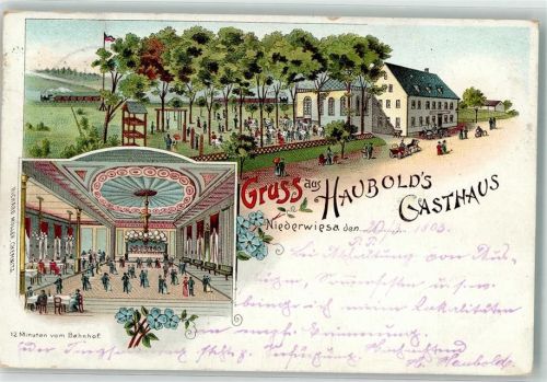 Niederwiesa 1903 Gasthaus Haubold Garten Ballsaal