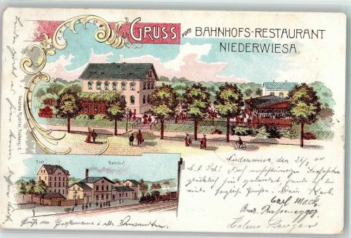 Niederwiesa 1900 Bahnhofsgaststätte Bahnhof Post