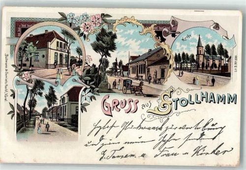 Stollhamm 1901 DorfstraßenWindmühle Kirche