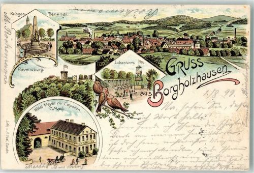 Borgholzhausen 1899 Luisenturm Hotel Meyer zu Capellen Ravensburg Singvögel