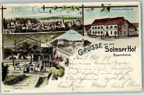 Assenheim, Hess 1899 Gasthaus Solmser Hof Restaurations-Garten Schloß