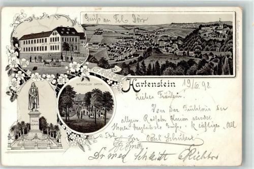 Hartenstein 1898 Vorläufer Hotel Ratskeller Garten Paul Fleming-Denkmal