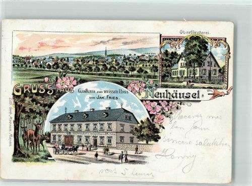 Neuhäusel 1904 Gasthaus zum weissen Roß Rehe Oberförsterei