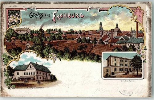 Frohburg 1899 Bürgerschule Gasthaus Böggel