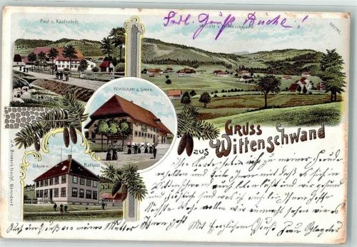Wittenschwand 1904 Post Schule Rathaus Gasthaus zum Stern Tannenzapfen