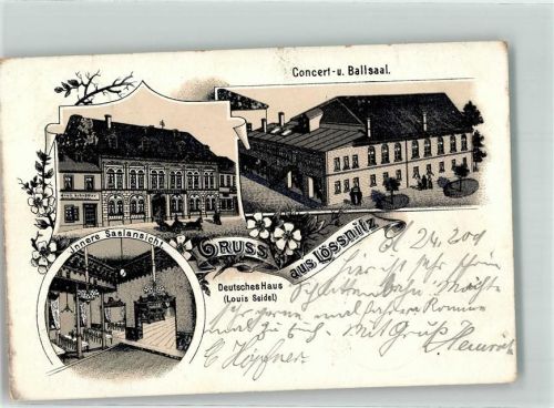 Lößnitz 1901 Gasthaus Deutsches Haus Saal
