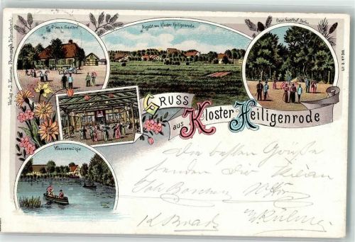 28816 W2805 Heiligenrode b Bremen 1899 Lithographie Kloster Heiligenrode Gasthaus Pleu Park Wassermühle
