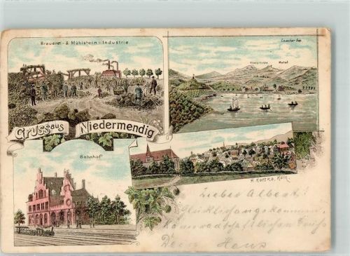 Niedermendig 1899 Brauerei & Mühlstein Industrie Bahnhof Laacher See Bahnpost Gerolstein