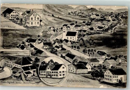 87787 W8941 Wolfertschwenden - Mahl- und Sägwerk Gropper Epple-Bahnhof Gasthaus Baur