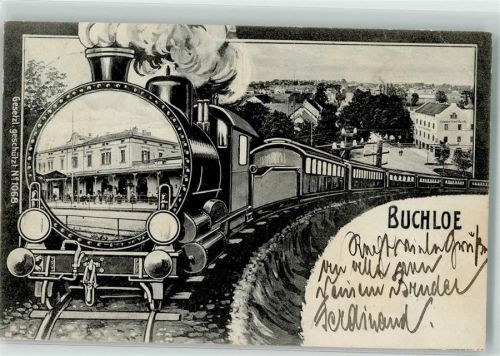 86807 W8938 Buchloe 1906 - Dampfzug Bahnhof