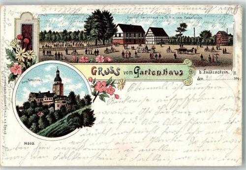 Burg Falkenstein 1898 Gasthaus Gartenhaus Falkenstein Harz