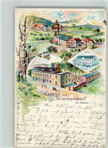09569 O9388 Oederan 1911 Lithographie Thiemendorf Gasthaus zu Thiemendorf