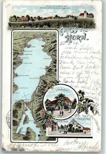 Horn 1905 Vogelschau Bodensee Gasthaus zum Hirschen