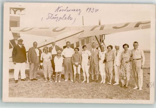 Norderney Sportflugzeuge Gruppenphoto Ort handschriftlich