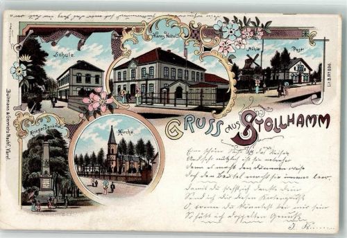 Stollhamm 1898 Hotel Harms Kriegerdenkmal Mühle Post