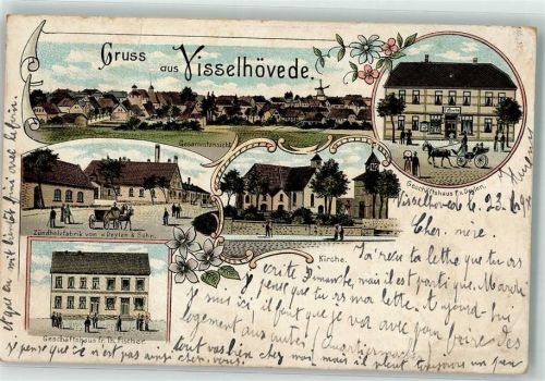 Visselhövede 1898 Zündholzfabrik Geschäftshaus Deylen Kirche