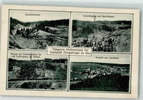 Carlsfeld Talsperre Weiterswiese Grundlegung Staumauer Baugelände