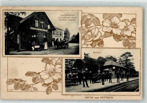 27367 W2724 Sottrum , Kr Rotenburg, Wümme 1911 Foto AK Gasthaus zum grünen Jäger Bahnhof