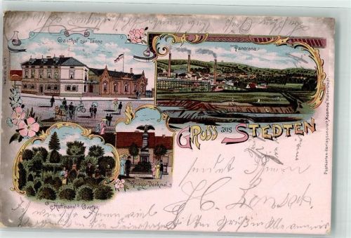 Stedten 1904 Gasthaus zur Tanne Hoffmann's Garten Lithographie