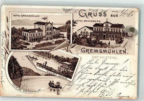 Grevesmühlen 1899 Vorläufer Hotel Brahmberg Hotel Gremsmühlen Dicksee Ruderboot